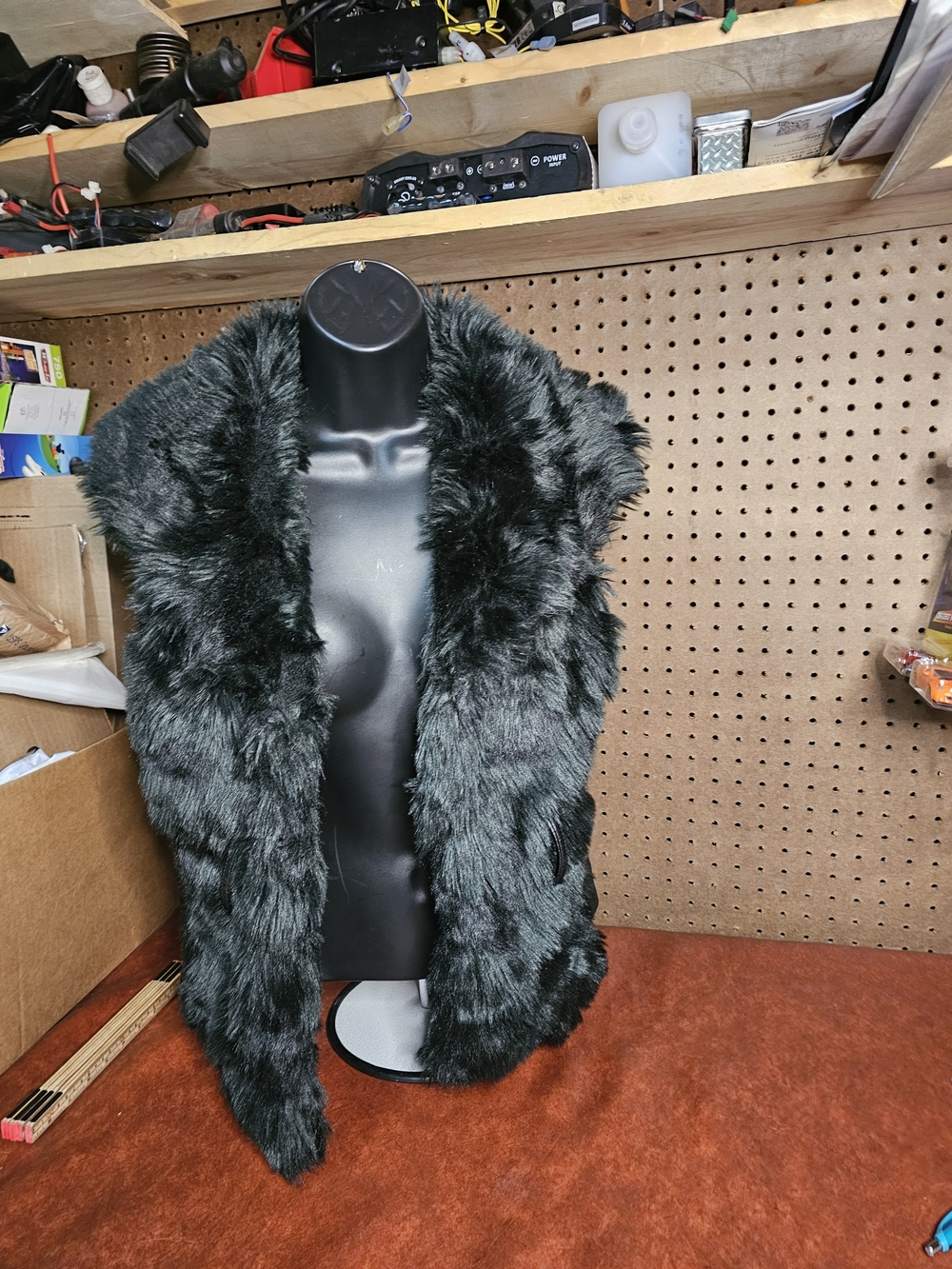 Blanc Noir Women's Black Faux Fur Vest Sleeveless Size Medium